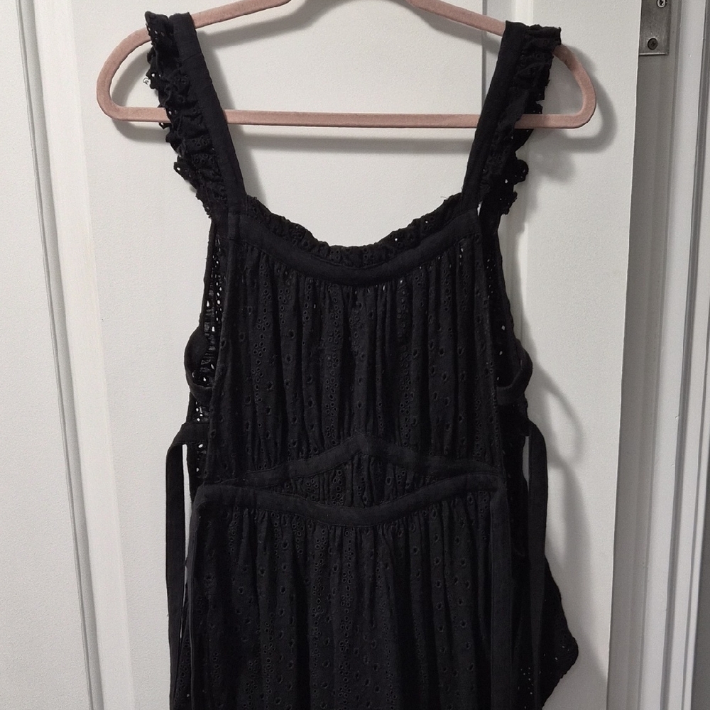 Free People Black Eyelet Top